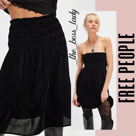 Free People velvet dress mini strapless or midi skirt convertible stretchy XS - Picture 1 of 8